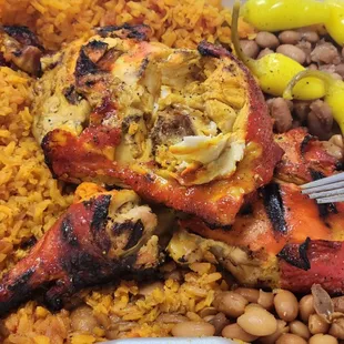 1/2 chicken with rice and beans