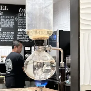 Siphon coffee in the making