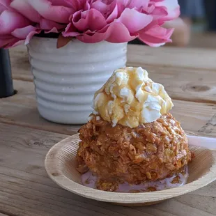 &quot;Deep fried&quot; lavender ice cream coated with strawberry corn flakes