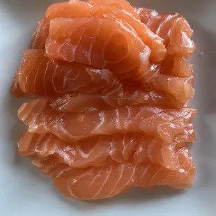 Sliced sashimi salmon