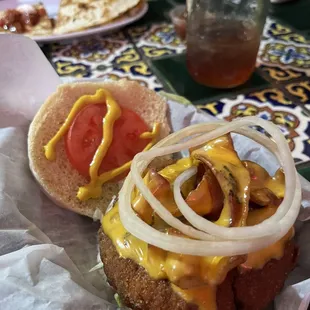 Fried Cheeseburger with bacon and all !