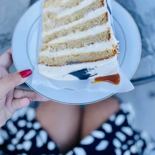 London Fog!! Early grey cake with honey and early grey syrup! Bergamot mascarpone cream and cream cheese frosting.