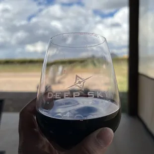 a hand holding a glass of wine