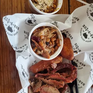 Brisket with beans and sweet potato casserole