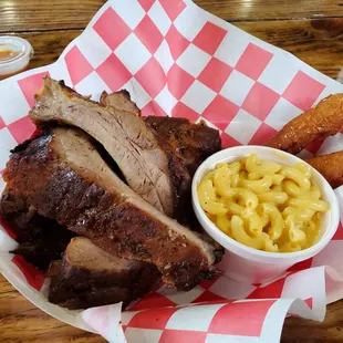 Ribs and Mac and cheese and fried biscuits