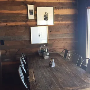 a rustic dining room