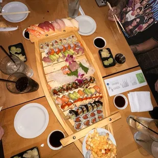 Deep Sushi Boat on the happy hour menu ($130)