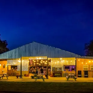 Our vintage barn at night