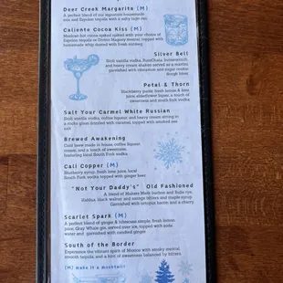 Cocktail menu