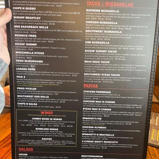 menu