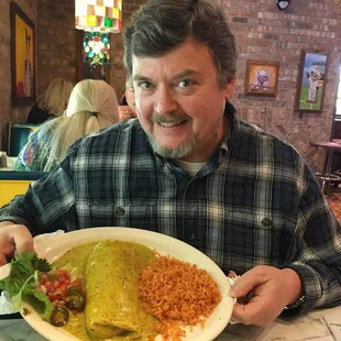 Enchilada and Mexican rice combo.