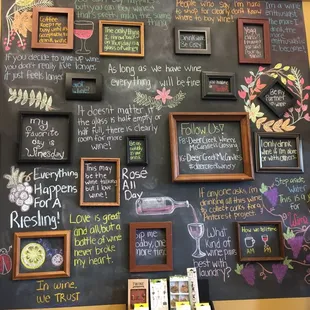 a blackboard with wine list