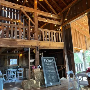 the inside of the barn
