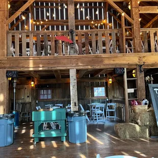 the inside of the barn