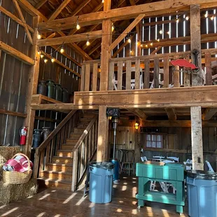 the inside of the barn