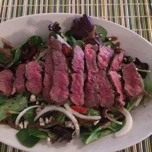 Steak and blue cheese salad very rare as I requested.