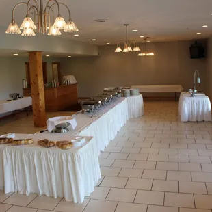 a long buffet table