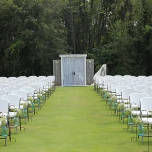 an outdoor wedding ceremony