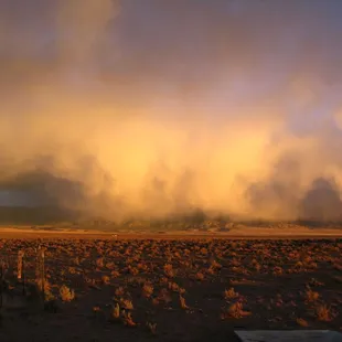 a dust storm in the distance