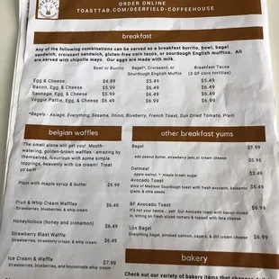 Morning menu yum!