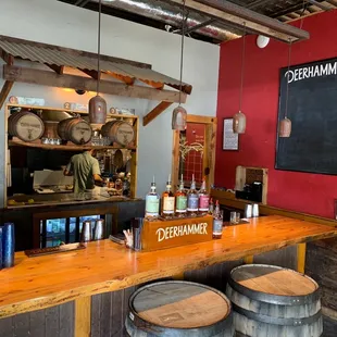 a bar with barrels