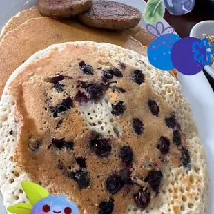 Blueberry pancakes! Plump blueberries on deck!!