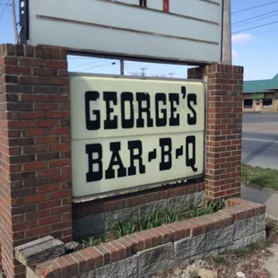 One side of sign says George&apos;s BAR-B-Q.