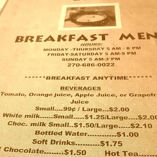 menu