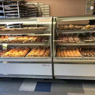 a display case full of donuts