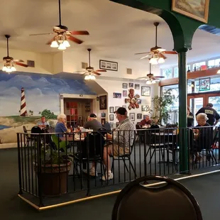 About half the joint with Covid-spaced tables.