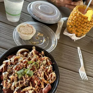 Poke bowl and garlic steak bowl