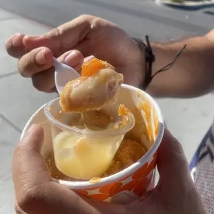 Peach Cobbler and cream cheese sauce