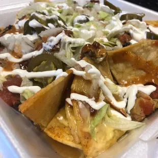 Monster Nachos with Thai Bbq and Siracha Bbq