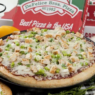 a pizza with toppings