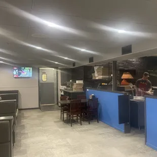 Interior with the wood fired oven