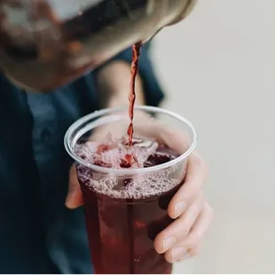Iced cinnamon plum tea with a touch of honey!