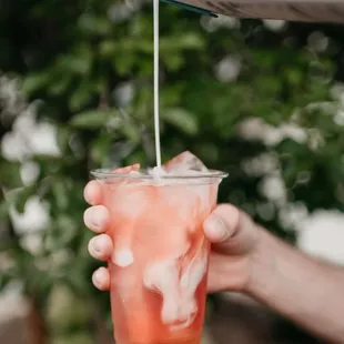 Do You Guava?  The Pink Iced Tea is a fruity, tart iced tea featuring strawberry, guava, eucalyptus, coconut milk and LOCAL HONEY!