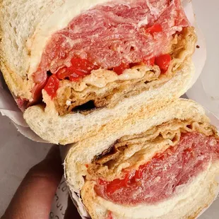 Fried Eggplant, Prosciutto, Fresh &quot;Mutz&quot; and Peppers  (Stallion?)