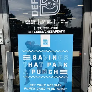 Front door with operating hours