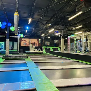 Main floor with trampolines