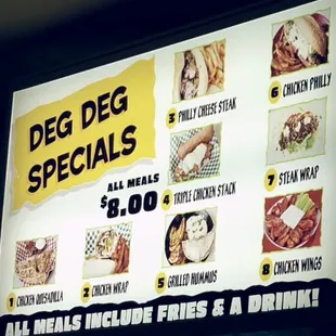 a menu on a billboard