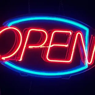 a neon open sign