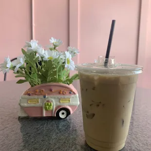 Salted Caramel Cold Brew with a splash of half and half