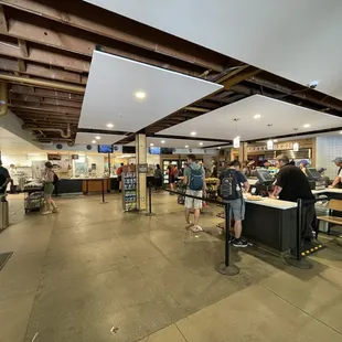 a group of people in a restaurant