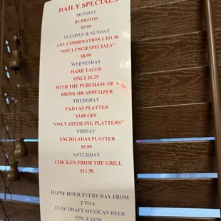 Daily Specials