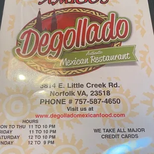 menu