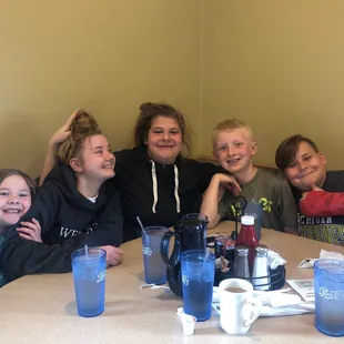 5 crazy kids camping with parental units need breakfast stat in the morning!