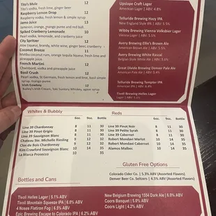 Drink menu
