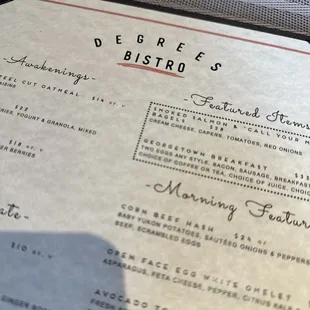 a menu on a table