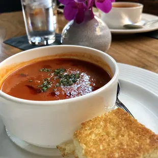 Grilled cheese brioche (too small) with Tomato soup